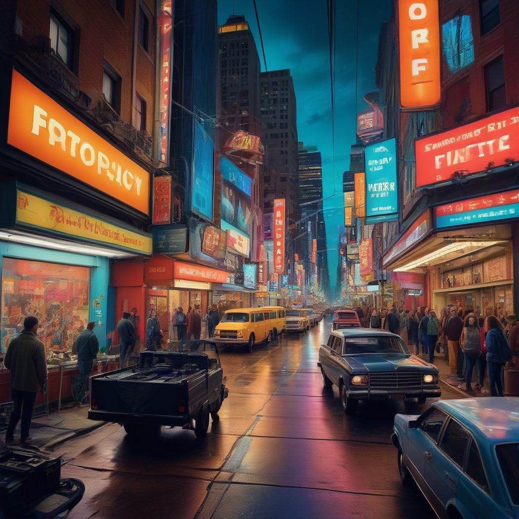 A dynamic collage showcasing a vibrant film set intertwined with elements from popular reality series. Feature film crew members in action, blending behind-the-scenes equipment with cameras capturing spontaneous moments from reality TV stars. Add a cinematic flair with a glimpse of a bustling cityscape in the background, representing the influence of reality on film culture. super-realistic. vibrant colors. 3D.